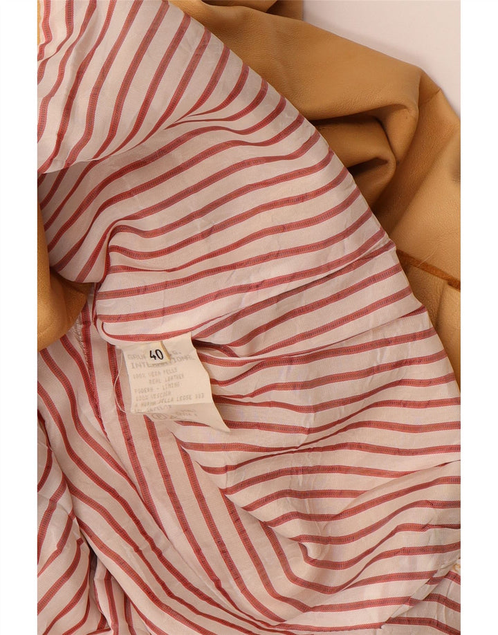 VINTAGE Womens Leather 1 Button Blazer Jacket IT 40 Small Beige Leather