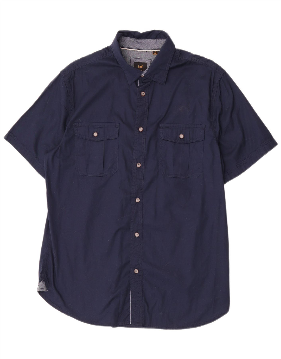 Camisa Lee De Manga Corta Para Hombre De Algodón Azul Marino Medio