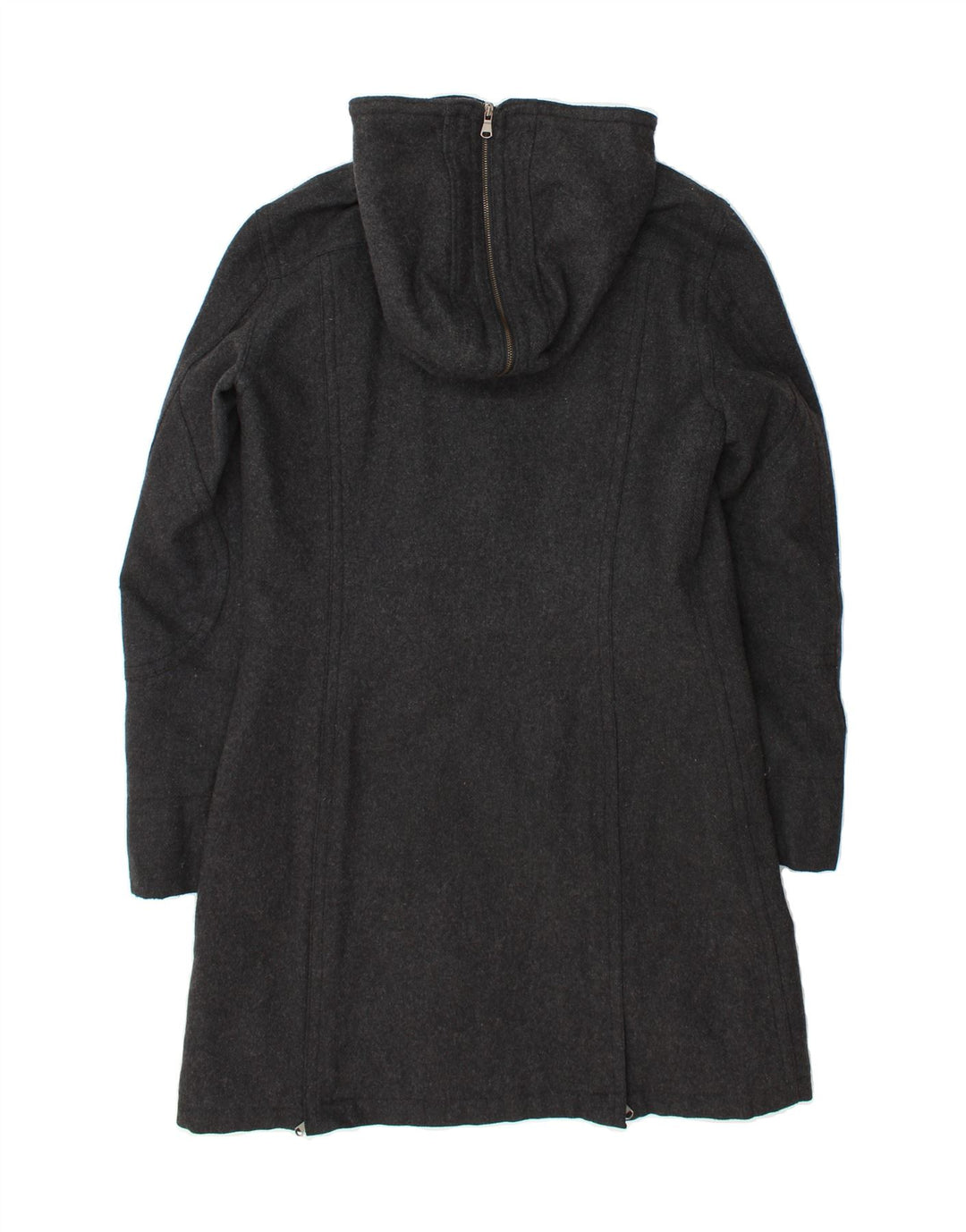CALVIN KLEIN Womens Hooded Overcoat UK 14 Medium Grey Polyamide Vintage Calvin Klein and Second-Hand Calvin Klein from Messina Hembry 