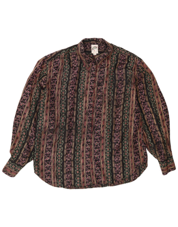 Camisa vintage para hombre grande seda geométrica multicolor