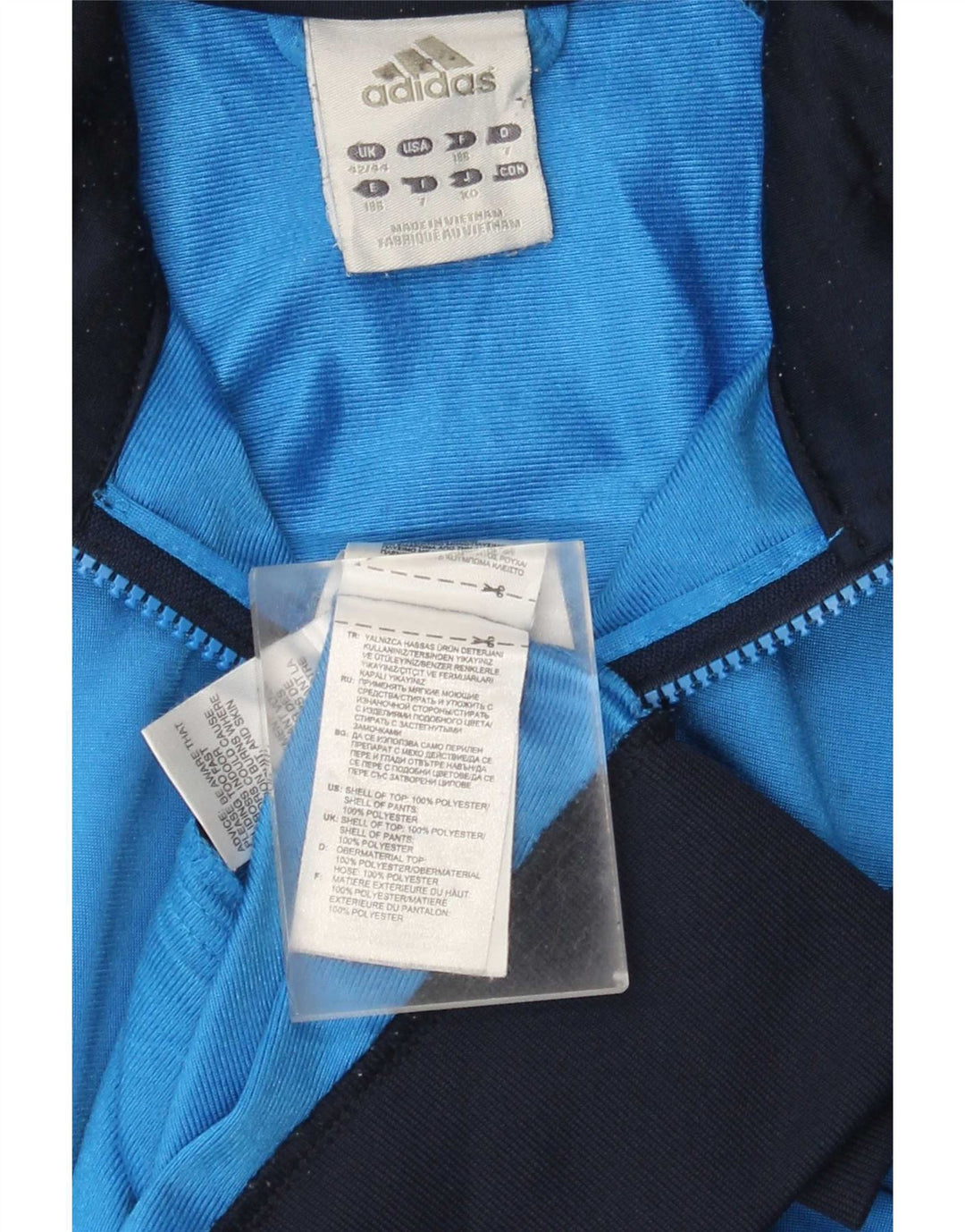Adidas Hombre Chándal Top Chaqueta UK 42/44 Grande Azul Colorblock Poliéster