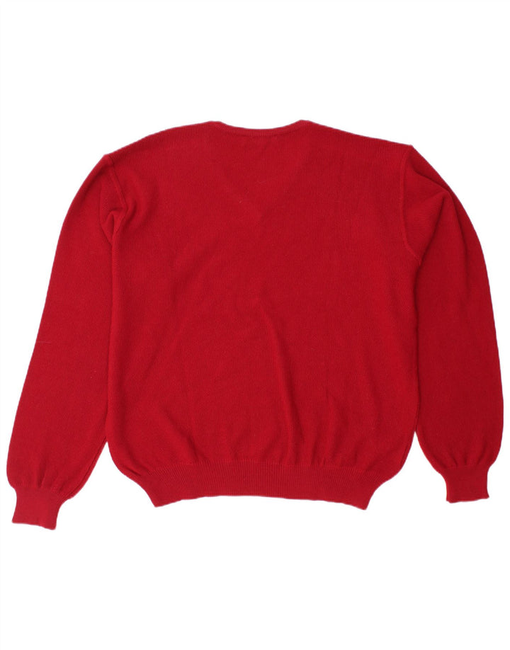 IL GRANCHIO Jersey con cuello en V para hombre de lana roja grande