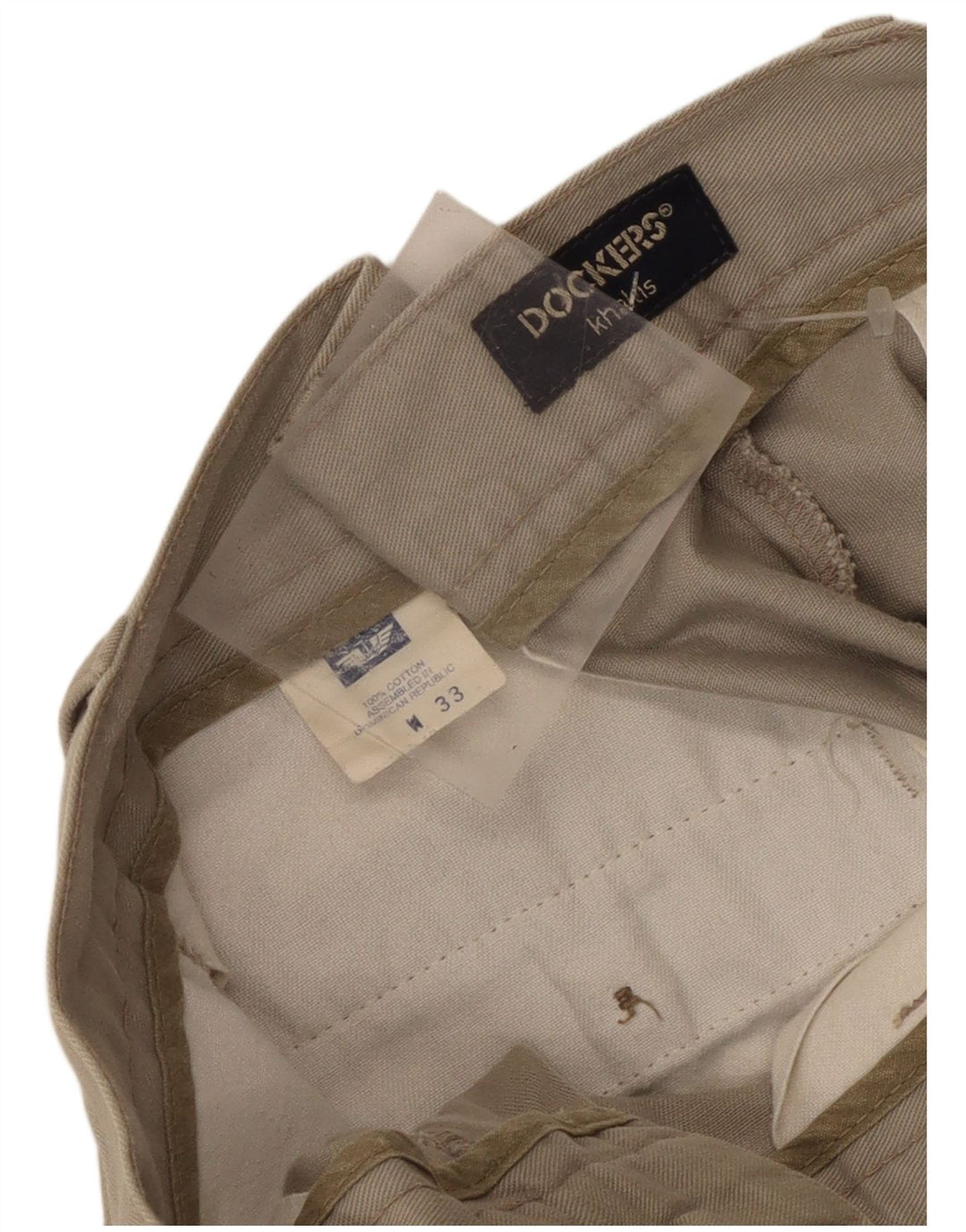 Dockers Pantalones cortos chinos con pinzas color caqui para hombre W33 Algodón beige medio