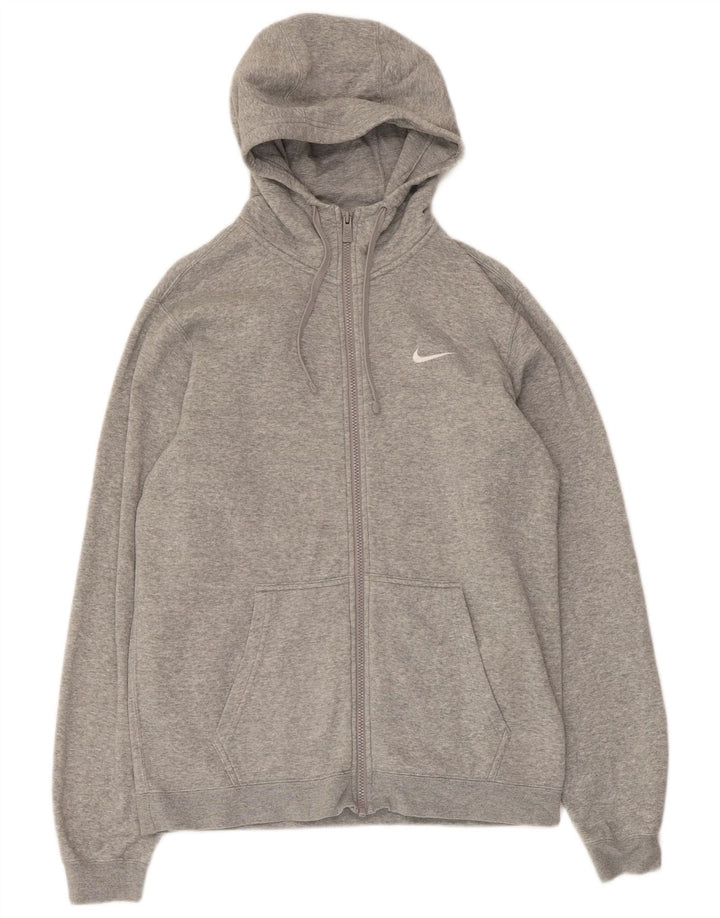Nike - Sudadera con capucha y cremallera para hombre, algodón gris medio