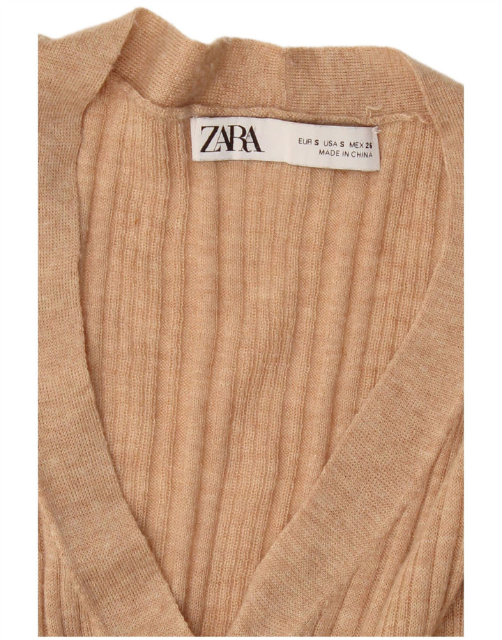 ZARA Mujer Cárdigan Suéter UK 10 Small Beige