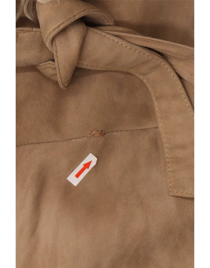 Vintage mujer shearling abrigo Reino Unido 8 pequeño beige