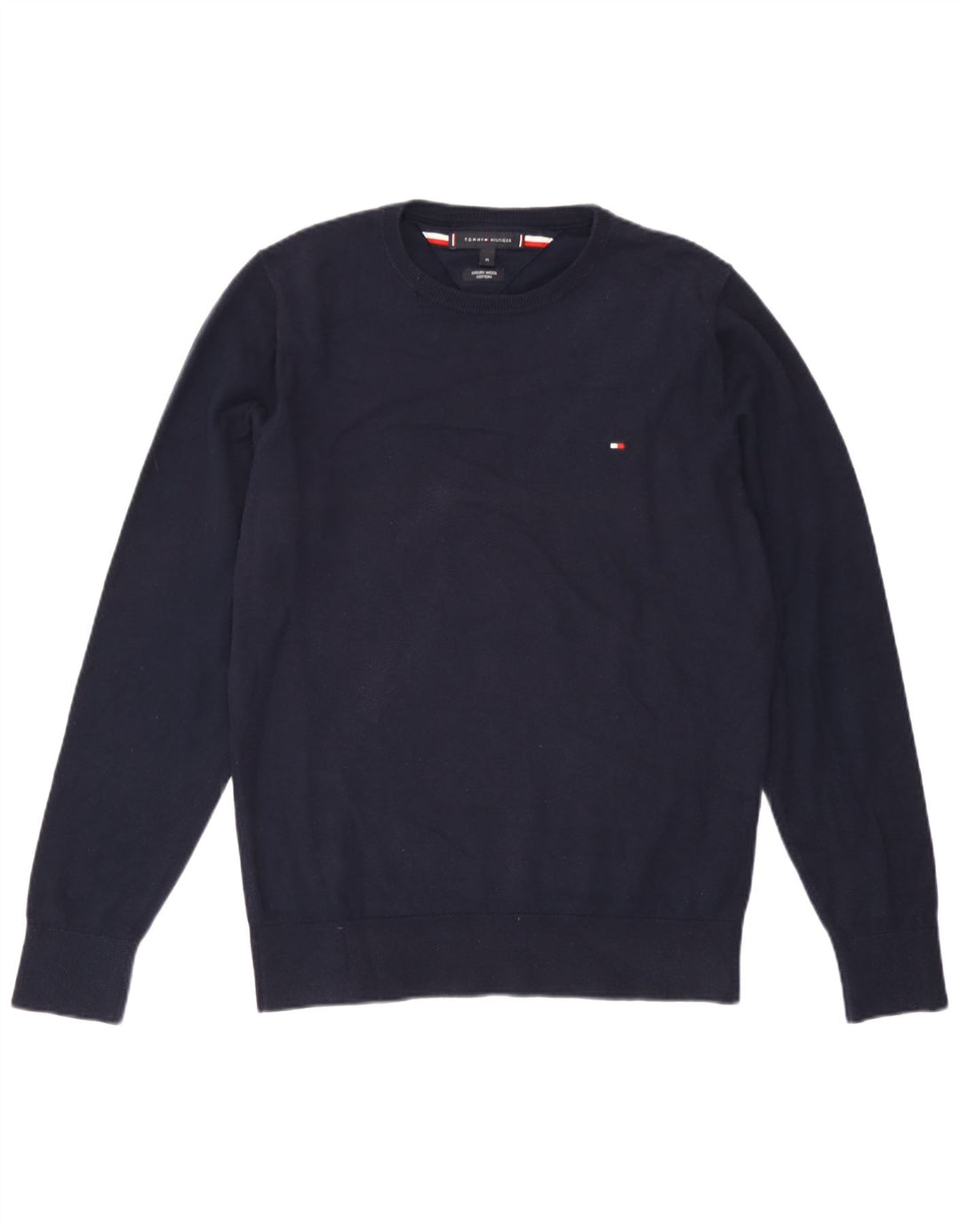 Tommy Hilfiger Jersey de cuello redondo para hombre de lana azul marino medio
