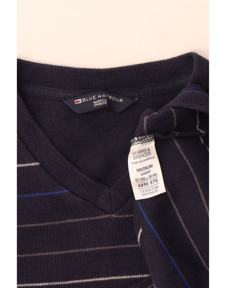MARKS & SPENCER Jersey con cuello en V para hombre UK 38/40 Medium Azul marino