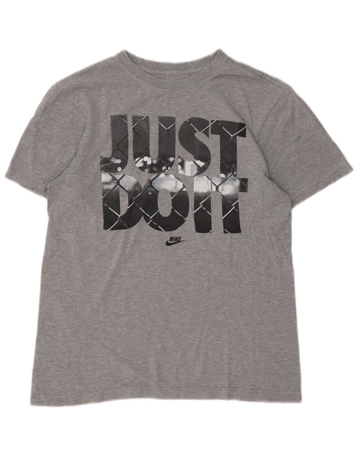 Nike Camiseta gráfica de ajuste regular para hombre Top pequeño de algodón gris