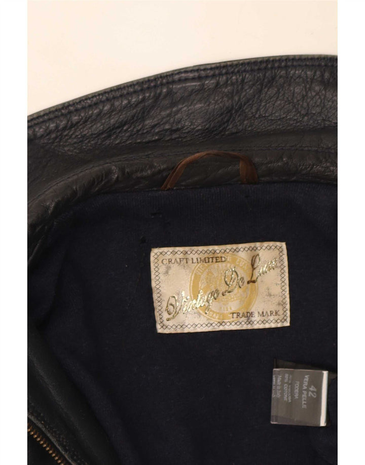 Chaqueta de cuero vintage para mujer IT 42 Cuero negro medio