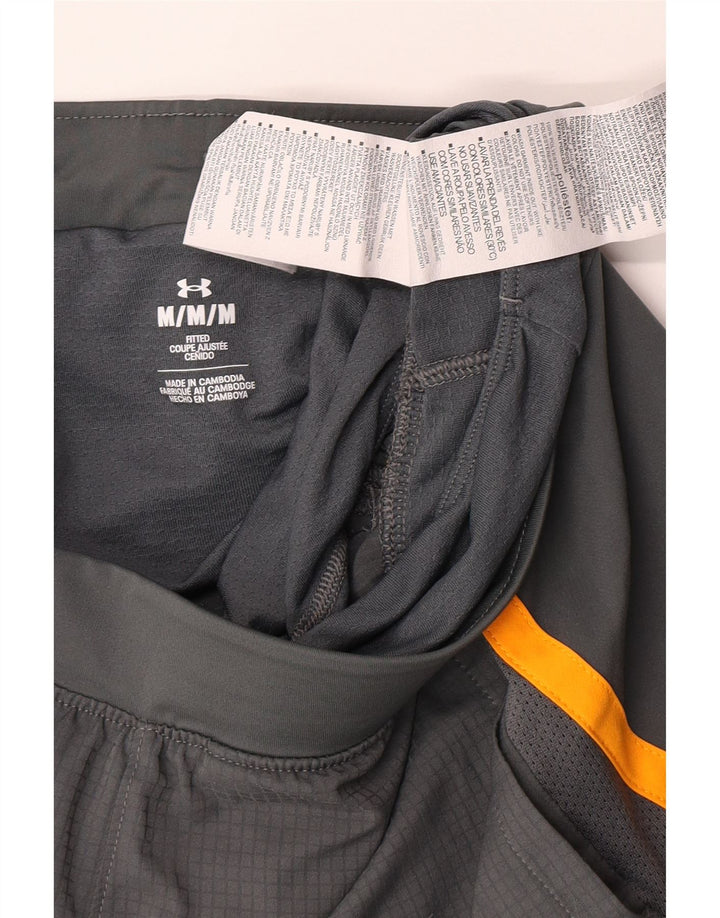 Under Armour Hombre Pantalones cortos deportivos con estampado de poliéster color block en gris medio