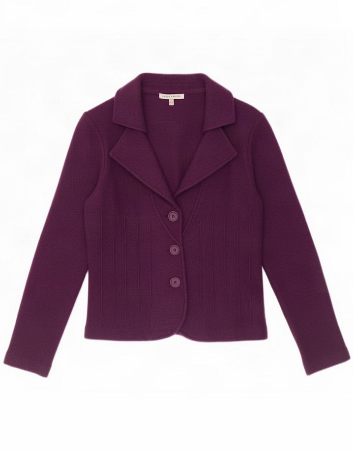 Laura Ashley Chaqueta Blazer de 3 Botones para Mujer Reino Unido 42 Lana de Cordero Púrpura Mediana