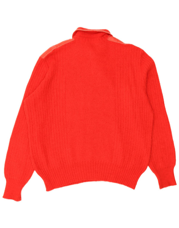 Vintage hombres polo cuello jersey suéter grande rojo lana de alpaca