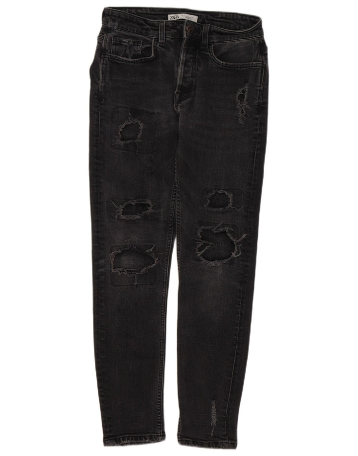 ZARA Mens Distressed Slim Jeans EU 38 Small W30 L28 Black