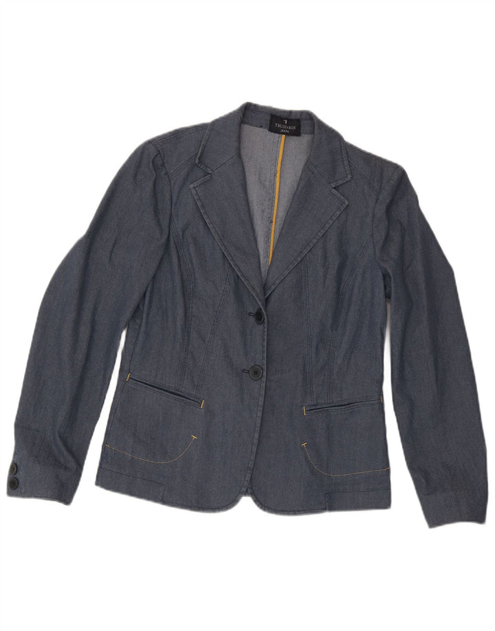 Trussardi Chaqueta tipo blazer de mezclilla con 2 botones para mujer UK 44 Grande Azul marino