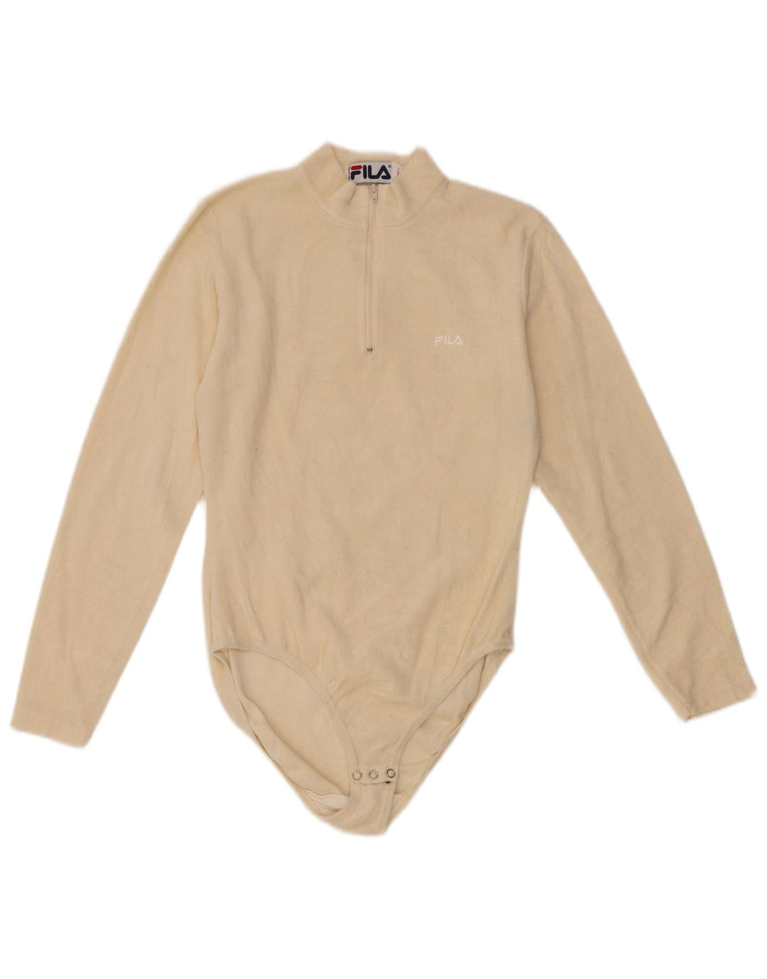 FILA Body de forro polar de manga larga para mujer IT 42 Medium Off White