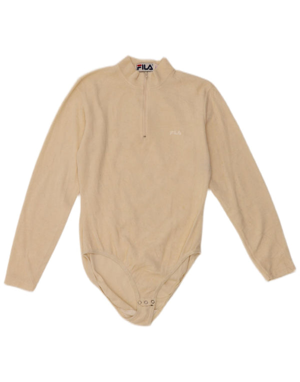FILA Body de forro polar de manga larga para mujer IT 42 Medium Off White