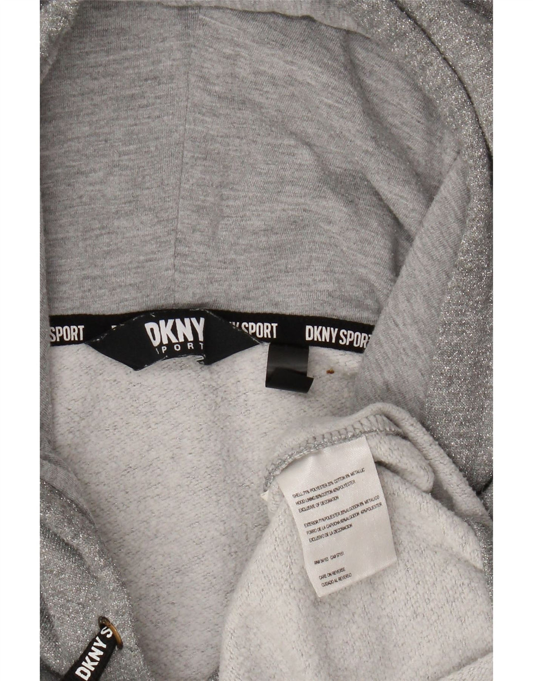 DKNY Jersey con capucha extragrande y gráfico para mujer UK 44 Poliéster gris medio