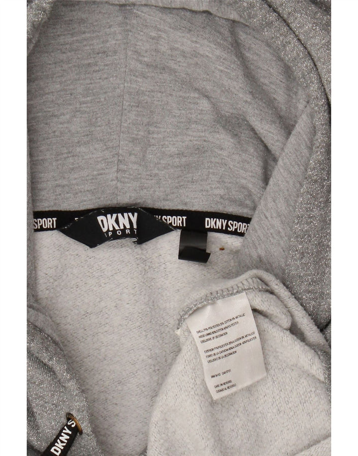 DKNY Jersey con capucha extragrande y gráfico para mujer UK 44 Poliéster gris medio