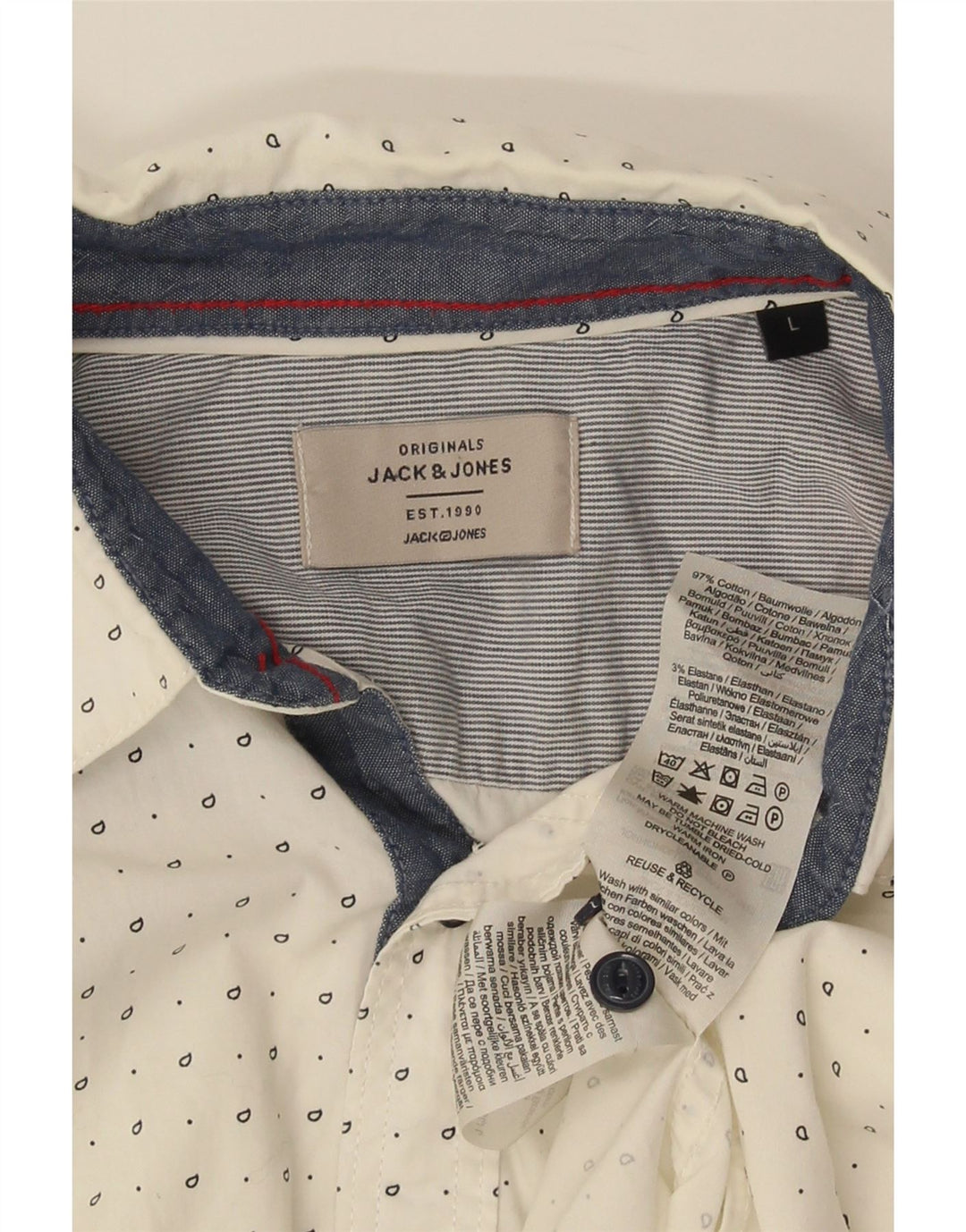 Camisa Jack & Jones Hombre Grande Algodón Moteado Blanco