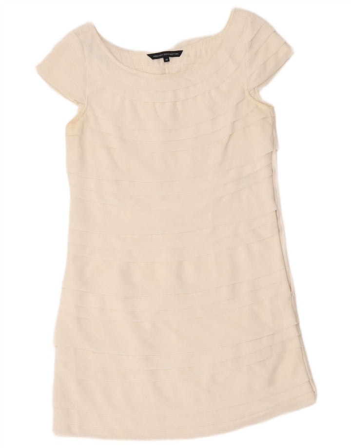 French Connection Vestido escalonado para mujer UK 40 Pequeño Poliéster blanco