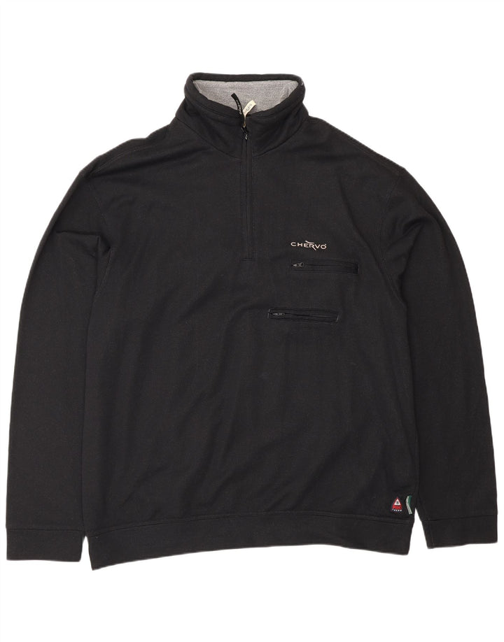 Chervo Sudadera con cuello y cremallera para hombre IT 58 3XL Poliamida negra
