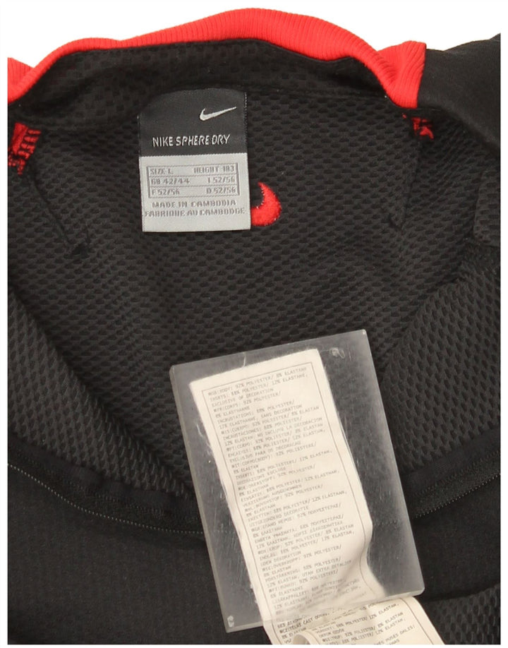 Nike - Camiseta de manga larga con cuello y cremallera para hombre, talla 42/44, poliéster negro grande
