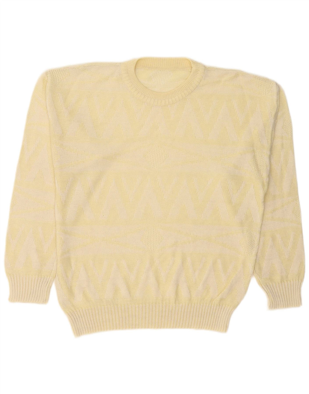 VINTAGE Mujer Crew Neck Jumper Suéter UK 18 XL Acrílico Geométrico Amarillo