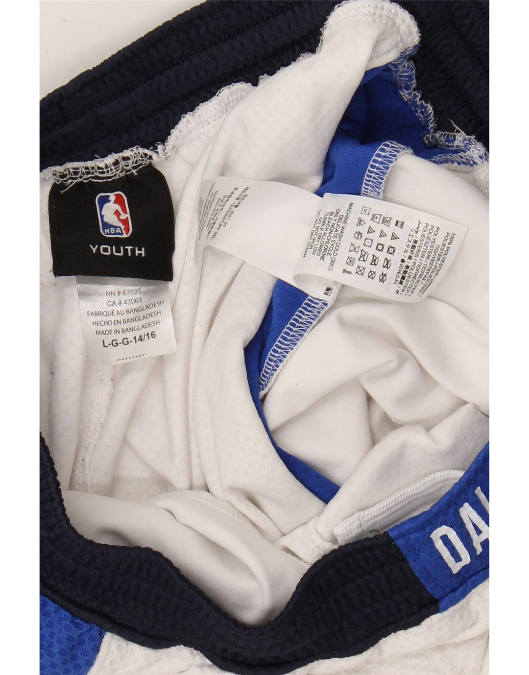 NBA Boys Dallas Mavericks Pantalones cortos deportivos 14-15 años Grande Blanco Colorblock