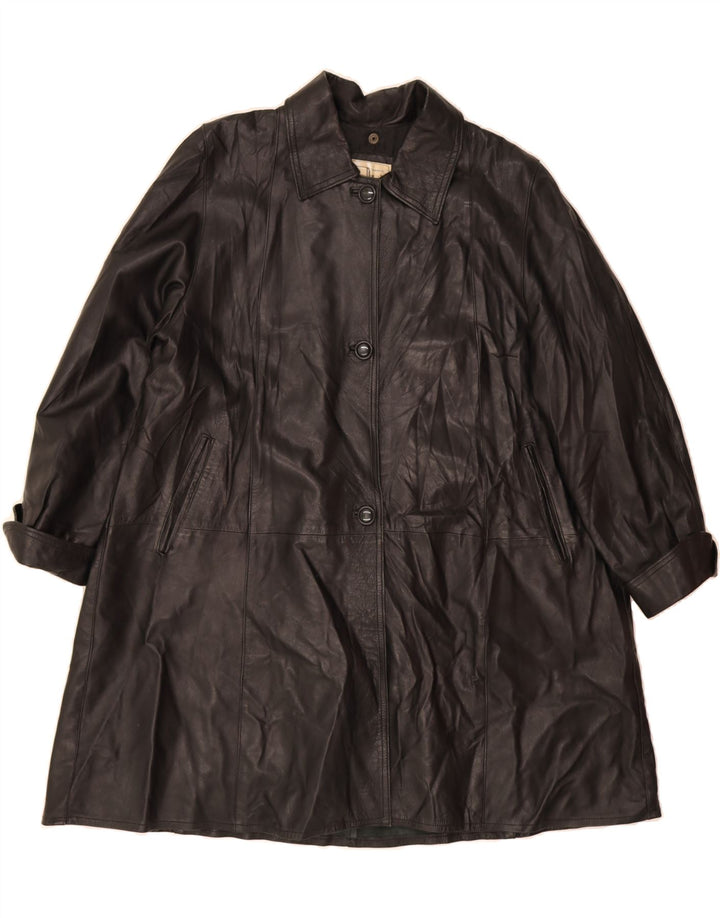 VINTAGE Womens Leather Coat UK 14 Medium Black Leather Vintage Vintage and Second-Hand Vintage from Messina Hembry 