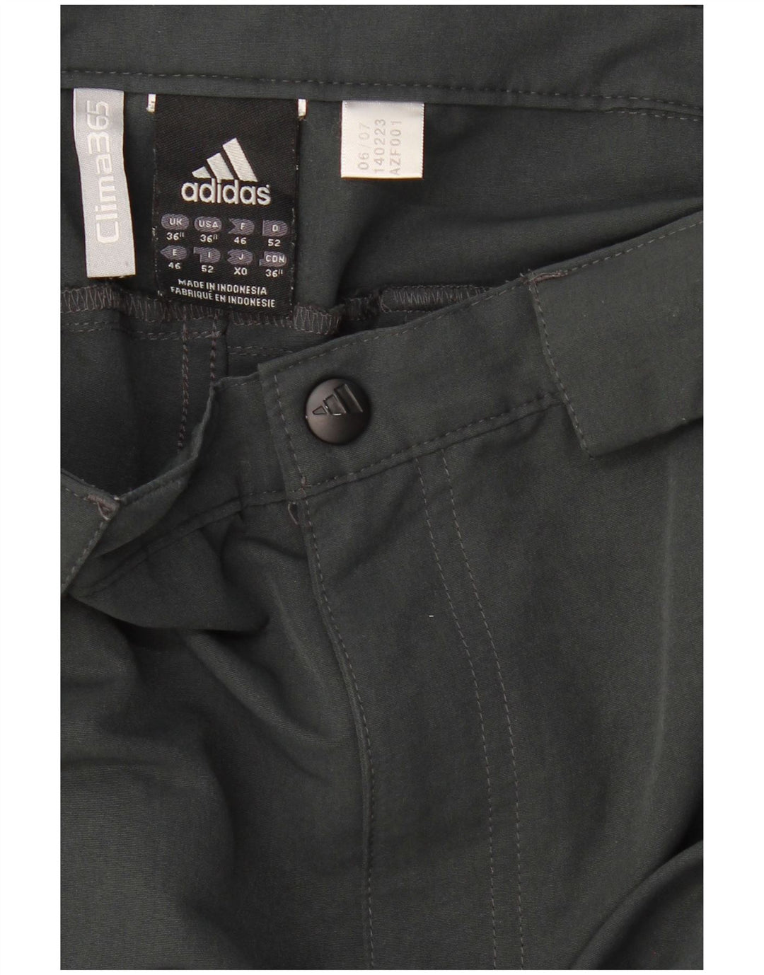 ADIDAS Pantalón cortavientos recto Clima 365 para hombre W36 L34 Gris