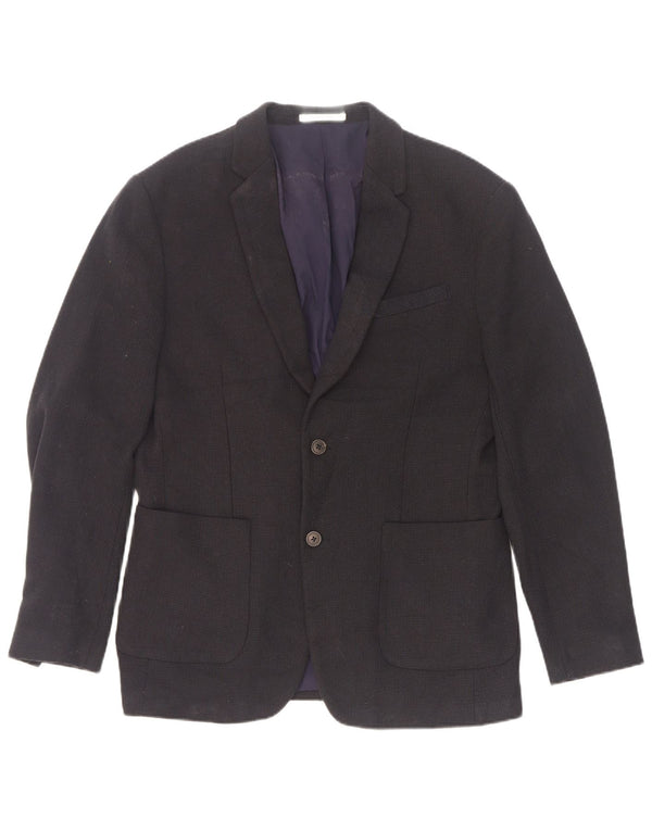 Zara Chaqueta tipo blazer de 2 botones para hombre EU 52 Grande Poliéster azul marino