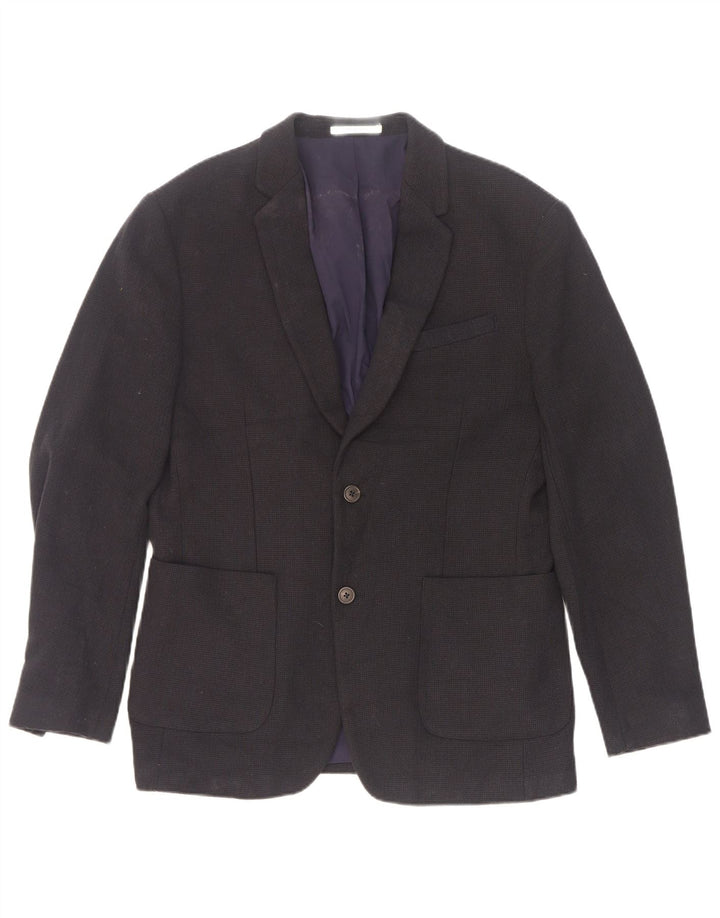Zara Chaqueta tipo blazer de 2 botones para hombre EU 52 Grande Poliéster azul marino