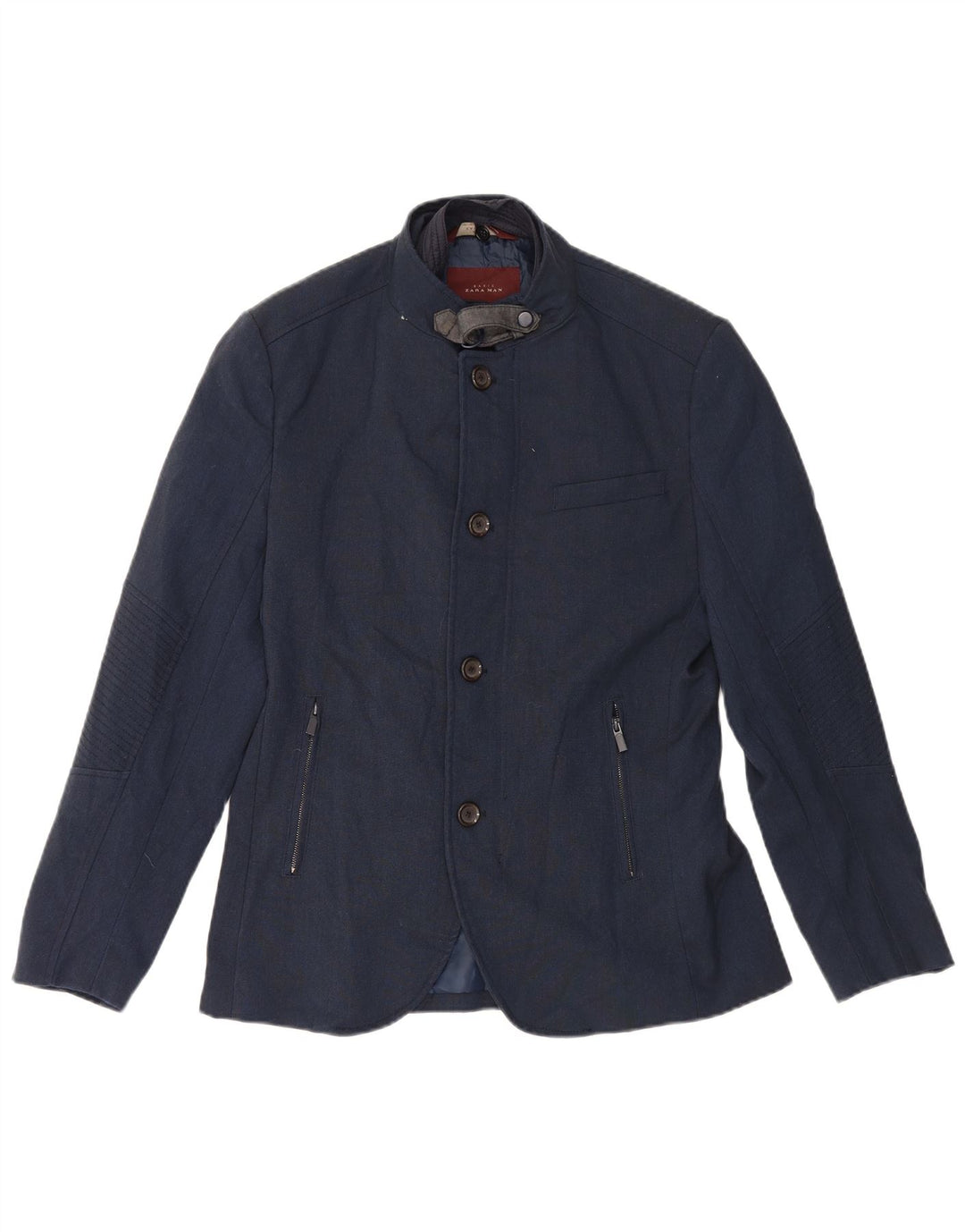 Zara Chaqueta tipo blazer de 4 botones para hombre UK 40 Grande Poliéster azul marino