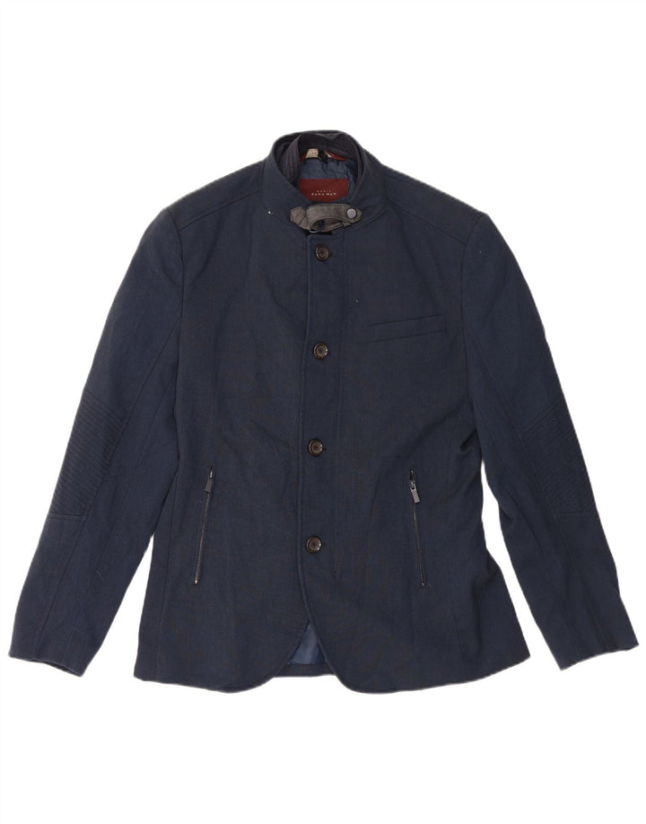 Zara Chaqueta tipo blazer de 4 botones para hombre UK 40 Grande Poliéster azul marino