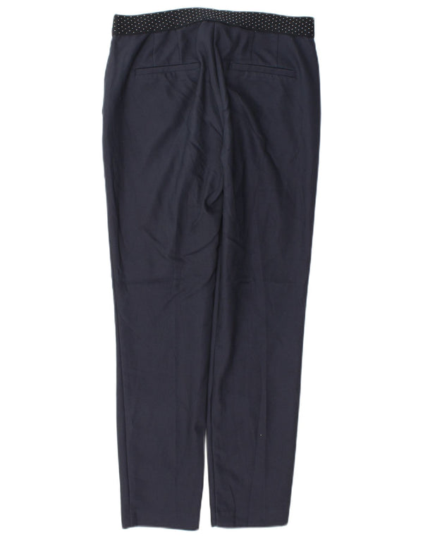 Zara Mujer Pantalón Chino Slim Small W26 L27 Poliéster Azul Marino
