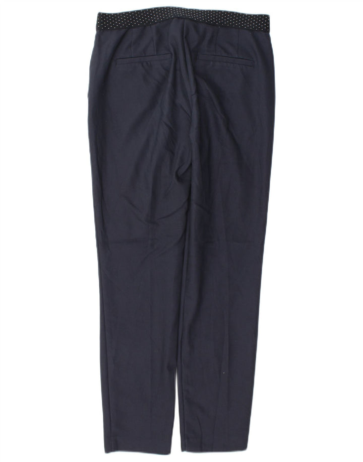Zara Mujer Pantalón Chino Slim Small W26 L27 Poliéster Azul Marino