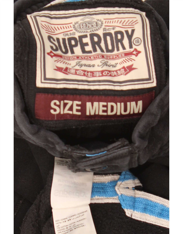 Superdry Sudadera con cuello y botones gráficos para hombre Jersey de algodón negro mediano