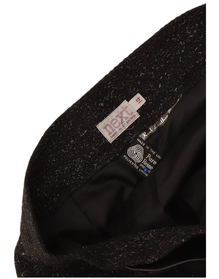 Next Falda midi para mujer UK 14 Medium W32 Lana merino moteada negra