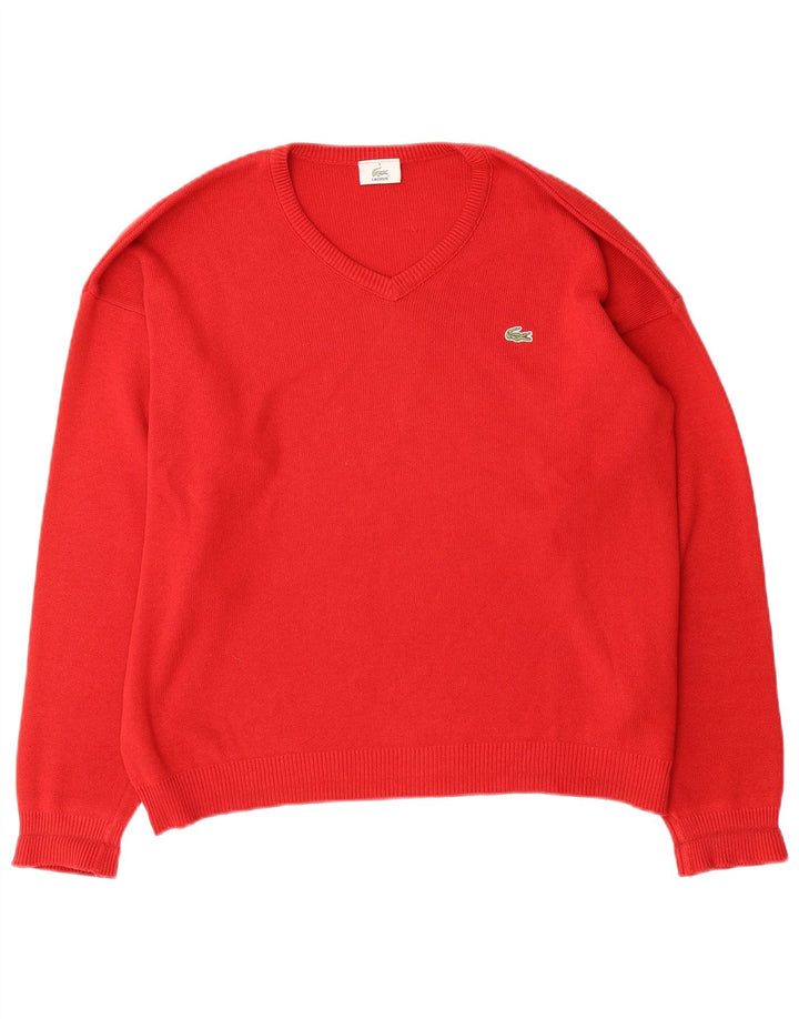 Lacoste - Jersey con cuello en V para hombre, talla 5, algodón rojo grande