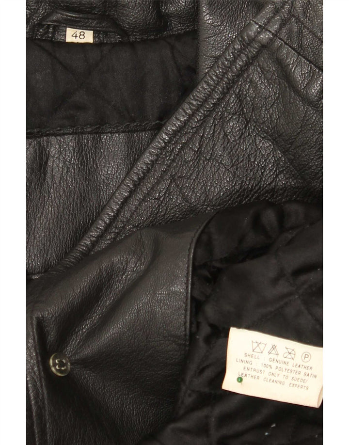 Abrigo de cuero vintage para mujer IT 48 XL Negro