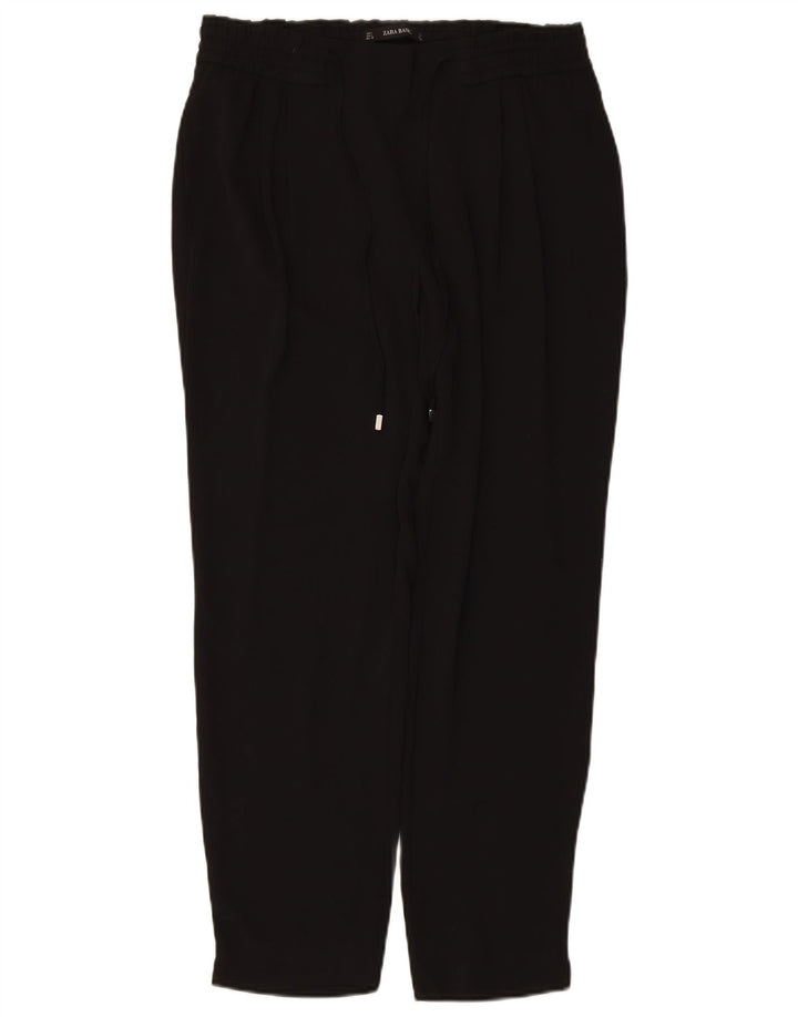 ZARA Mujer Pantalones Cortos Cónicos De Cintura Alta UK 46 Large W34 L27 Negro