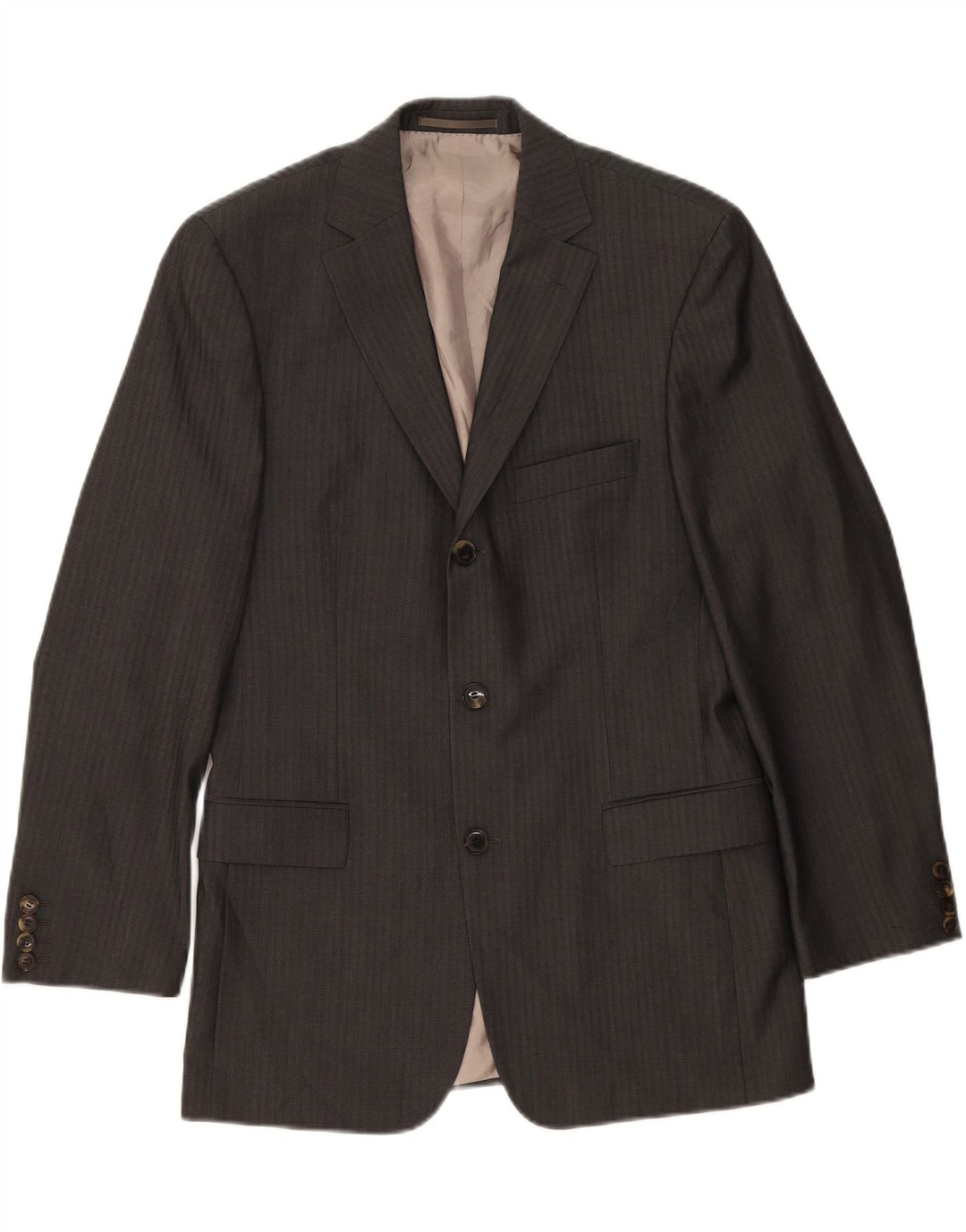 HUGO BOSS Chaqueta tipo blazer de 3 botones para hombre EU 48 Lana a rayas gris medio