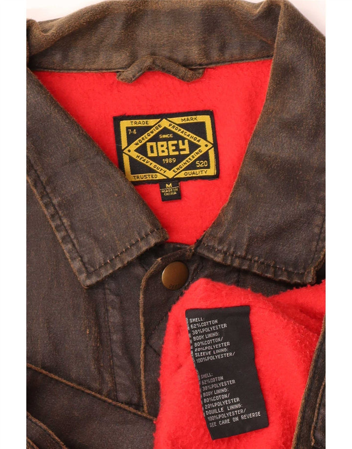 Obey Chaqueta de algodón encerado para mujer UK 44 Algodón marrón medio