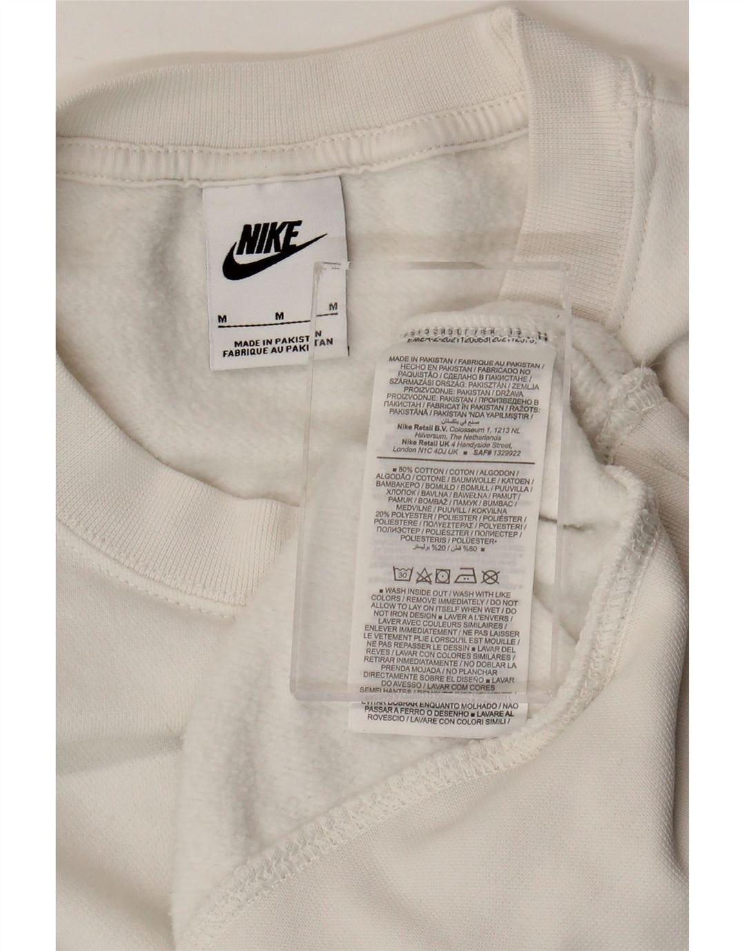 Nike - Sudadera corta extragrande para mujer, talla 40, algodón blanco mediano