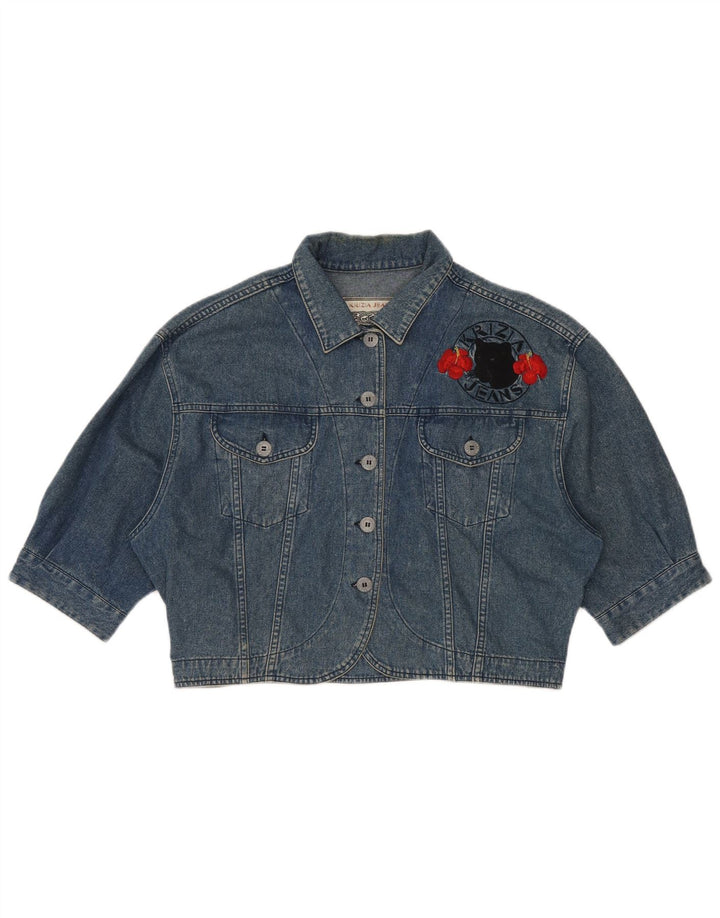 KRIZIA JEANS Chaqueta vaquera corta extragrande para mujer IT 44 Azul medio Floral