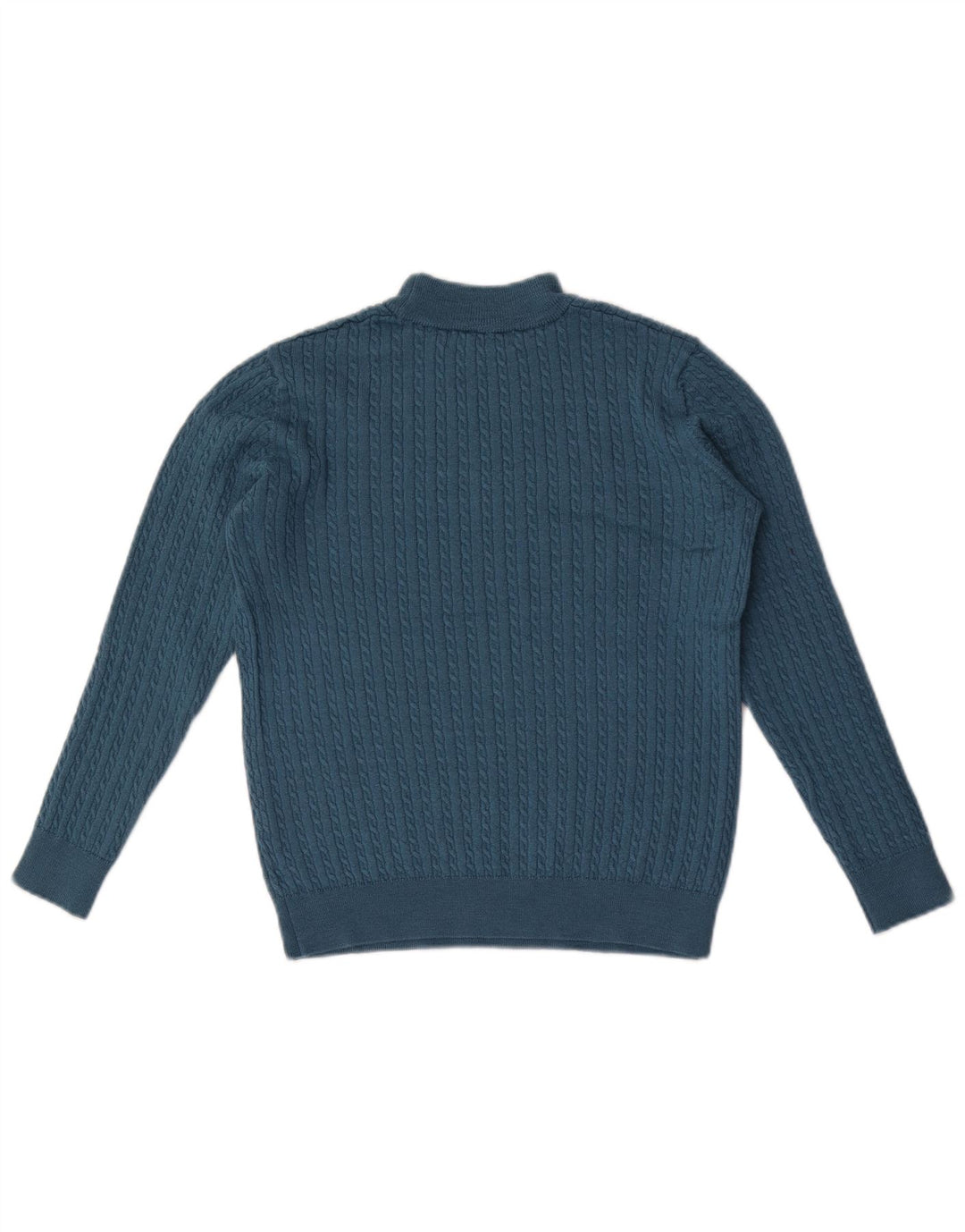 Castle - Jersey corto con cuello de tortuga para mujer, talla 40, lana merino azul medio