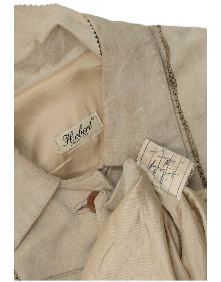 Vintage mujer ante abrigo IT 44 cuero gris medio