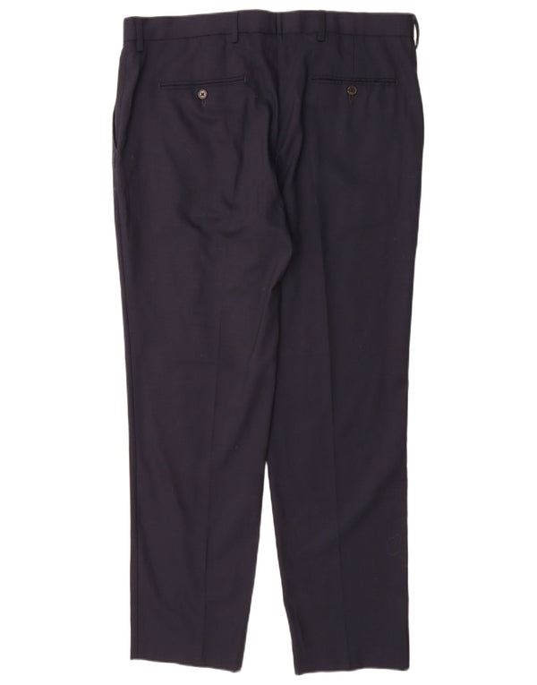 Marks & Spencer Pantalón chino recto para hombre W36 L31 Lana azul marino