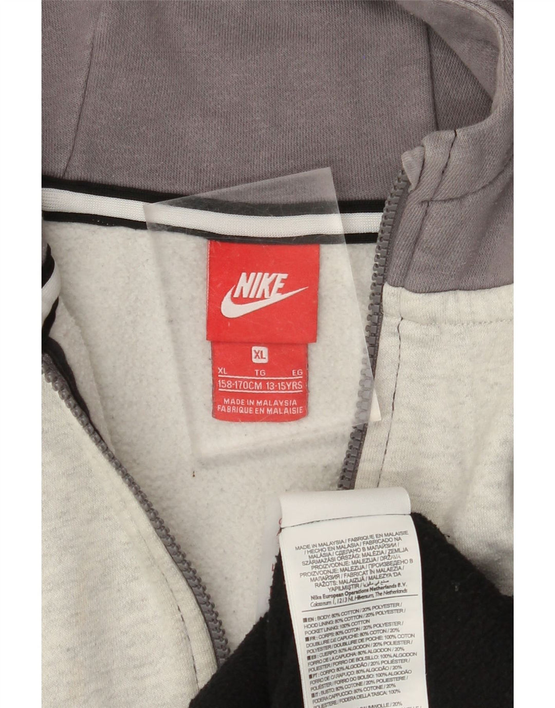 NIKE Sudadera con capucha y cremallera Air Graphic para niños 13-14 años XL Negro Colorblock